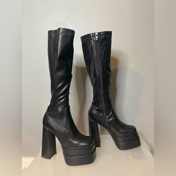 wetkiss Stacked Platform Knee High Boots for Women With High Chunky Heel Gogo 8 - Picture 5 of 14